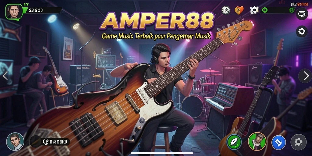 Tampilan menarik dari gameplay AMPER88 dengan alat musik virtual.