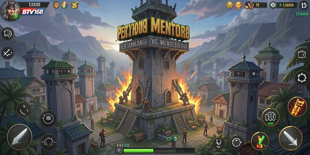 Screenshot gameplay BTV168 menunjukkan menara yang siap bertempur.