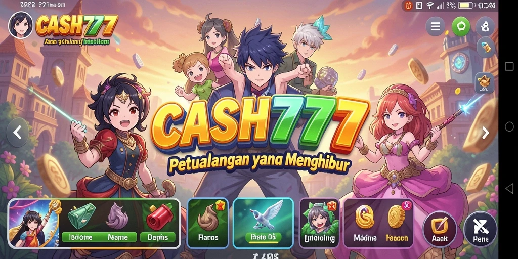 Screenshot gameplay CASH777 menampilkan aksi karakter Anime yang dinamis.