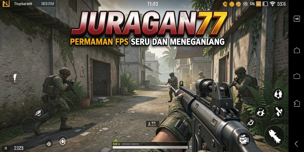 Screenshot utama menampilkan aksi tempur mendebarkan di JURAGAN77.