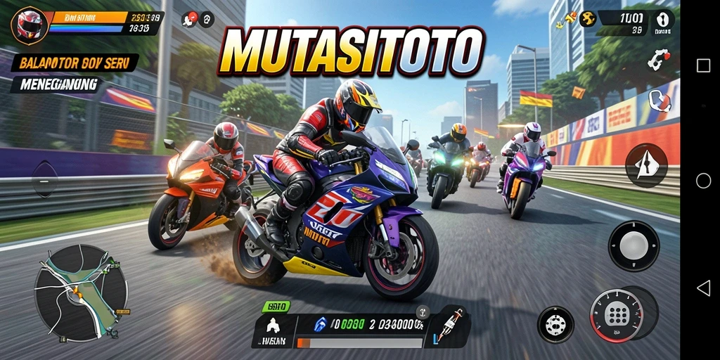 Tampilan gameplay seru dari balapan motor di MUTASITOTO.