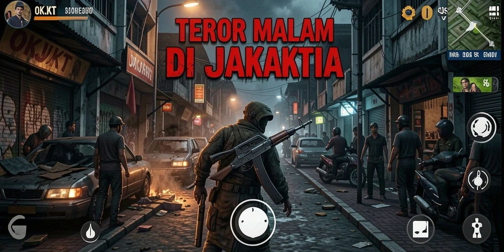 Screenshot yang menunjukkan suasana mencekam dari game Horror OKJKT.